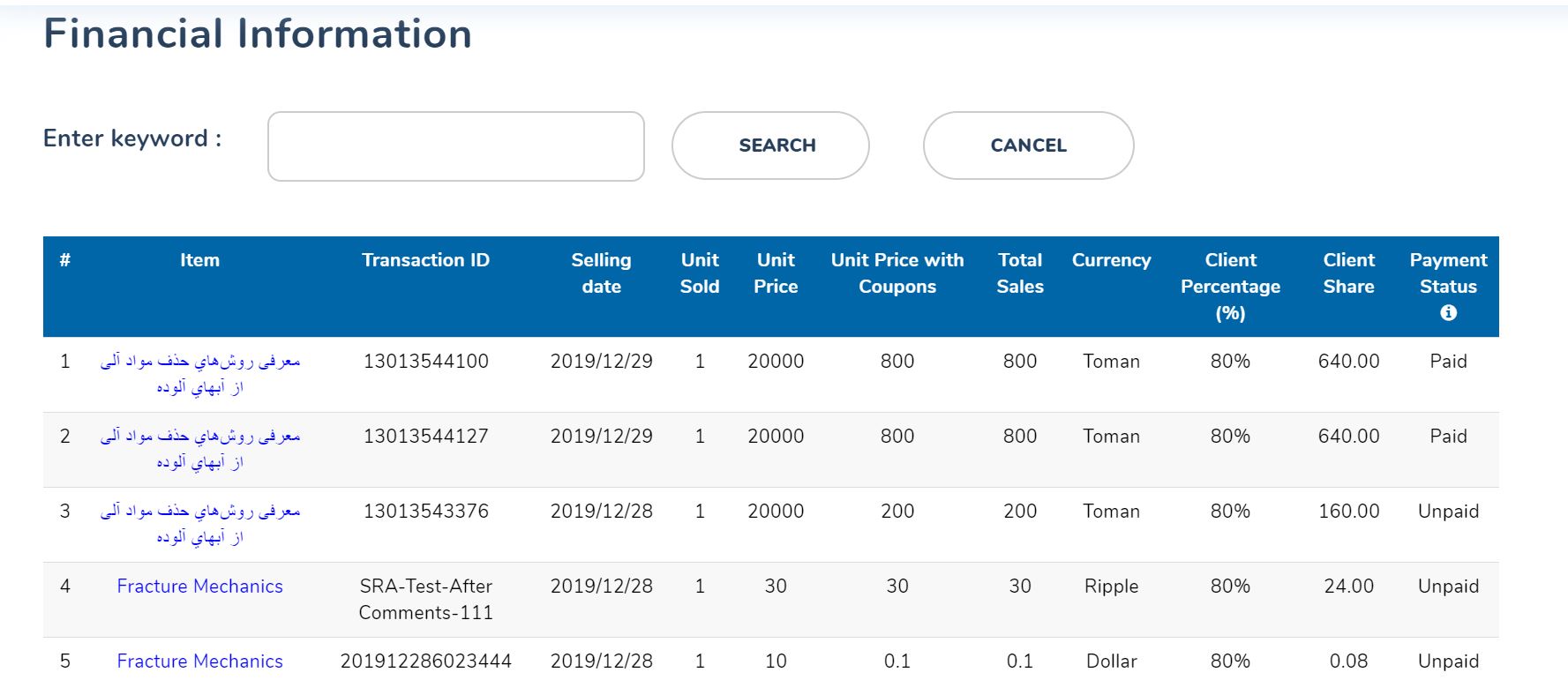 Financial Reports